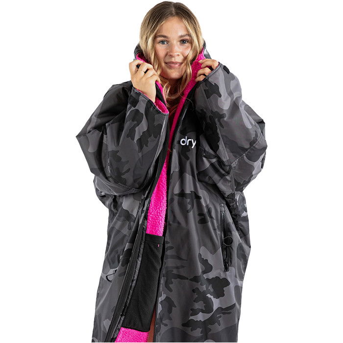 2024 Dryrobe Advance Langarmshirt Change Robe V3 DR104 - Black Camo / Pink